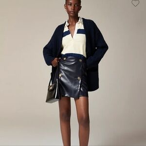 NEW J. Crew Mini Wrap Skirt in Faux Patent Leather Navy Size‎ 8